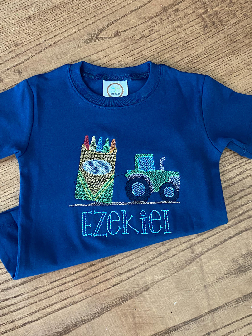 Tractor Pulling Crayons Stitch Design