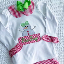 Load image into Gallery viewer, Snowman with Name Block Appliqué Design
